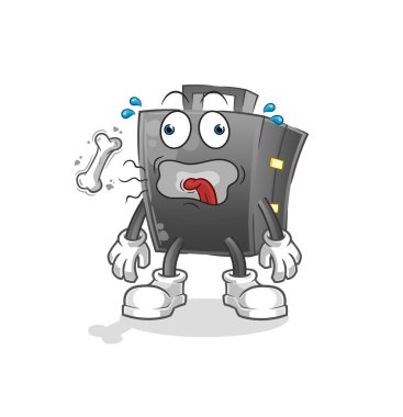 Evrak çantası geğirme maskotu. çizgi film vektörü