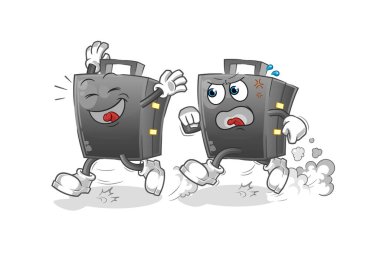 Çanta kovalamaca çizgi filmi. çizgi film maskotu vektörü