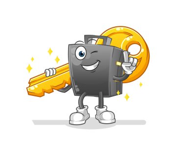 Çanta anahtar maskotu taşıyor. çizgi film vektörü