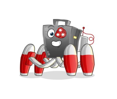 Evrak çantası gelecekteki robot vektörü. çizgi film karakteri