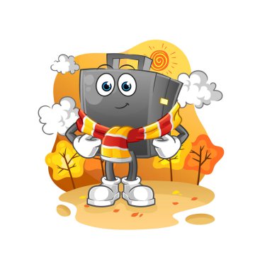 Sonbaharda evrak çantası. çizgi film maskotu vektörü