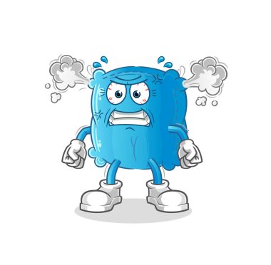 yastık çok kızgın bir maskot. çizgi film vektörü