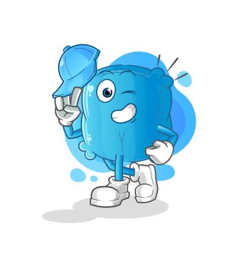 yastık genç erkek karakter çizgi filmi