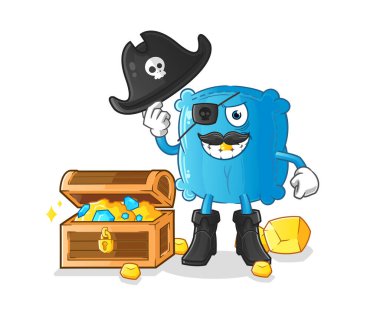 Yastık korsanı ve hazine maskotu. çizgi film vektörü