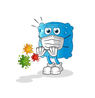 Yastık reddi virüsleri çizgi film. çizgi film maskotu vektörü