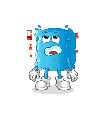 yastık düşük batarya maskotu. çizgi film vektörü