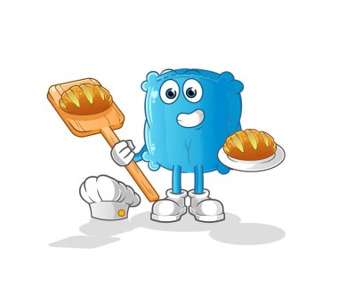 Ekmekli yastık fırıncısı. çizgi film maskotu vektörü