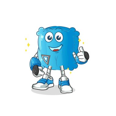 yastık robot karakteri. çizgi film maskotu vektörü