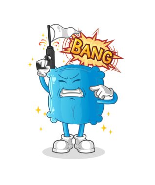 Yastık uyarı atışı maskotu. çizgi film vektörü