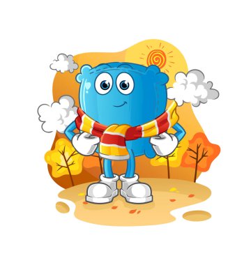 Sonbaharda yastık. çizgi film maskotu vektörü