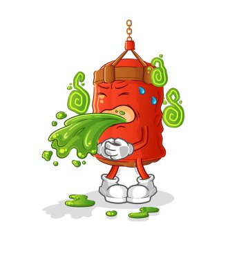 Kum torbası çizgi film kus. çizgi film maskotu vektörü