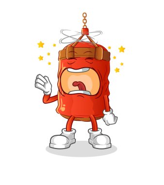 Kum torbası esneme karakteri. çizgi film maskotu vektörü