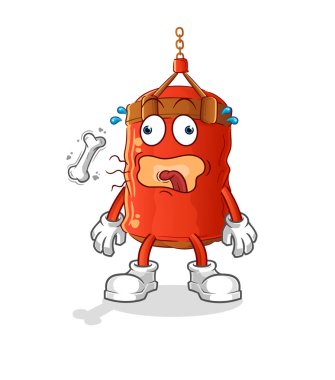 Yumruk torbası geğirme maskotu. çizgi film vektörü