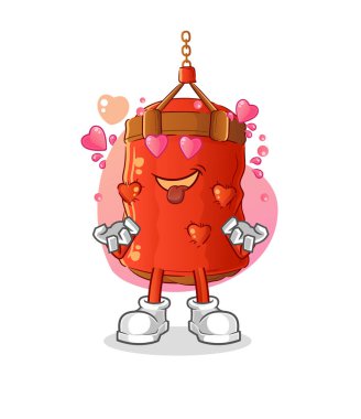 Kum torbası aşk vektörü. çizgi film karakteri