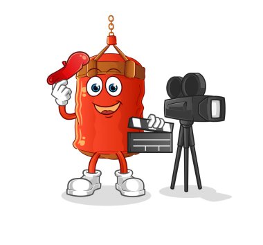 Kum torbası yönetici maskotu. çizgi film vektörü