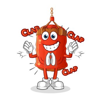 Kum torbası alkış çizimi. karakter vektörü