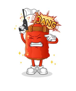 Kum torbası uyarı atışı maskotu. çizgi film vektörü