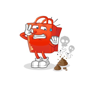 Kokuşmuş atık resimli alışveriş torbası. karakter vektörü