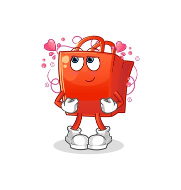 Alışveriş çantası utangaç vektör. çizgi film karakteri