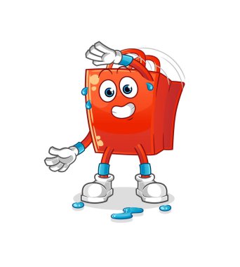 Alışveriş çantası esneme karakteri. çizgi film maskotu vektörü