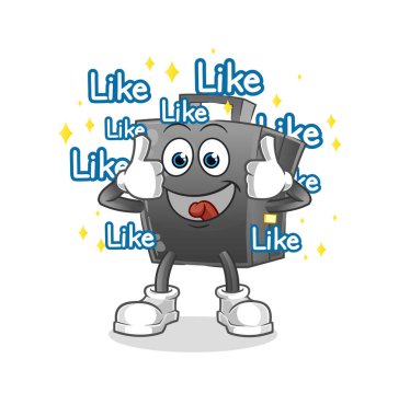 Evrak çantasında bir sürü beğeni var. çizgi film vektörü