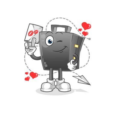 Çantanın içinde aşk mektubu illüstrasyonu var. karakter vektörü