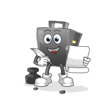 Evrak çantası yazar vektörü. çizgi film karakteri