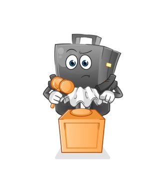 Çanta hakimi tokmağı tutuyor. karakter vektörü