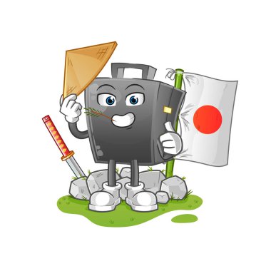 Çanta Japon vektörü. çizgi film karakteri