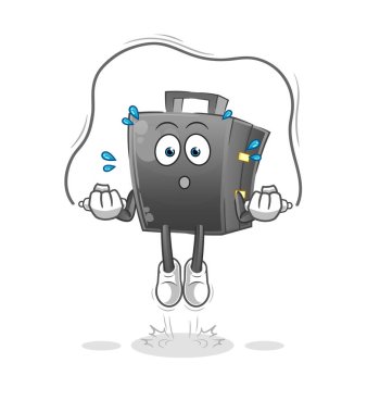 Evrak çantası ip atlama egzersizi. karakter vektörü