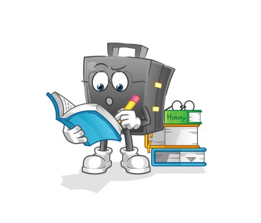 Evrak çantası maskot eğitimi alıyor. çizgi film vektörü