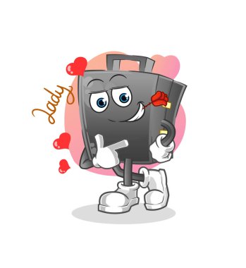 Evrak çantası resimle flört ediyor. karakter vektörü