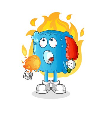 Yastık sıcak biber maskotu yer. çizgi film vektörü