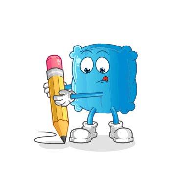 Yastık kalemle yazılmış. çizgi film maskotu vektörü