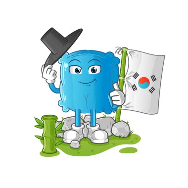 Yastık Koreli karakter. çizgi film maskotu vektörü