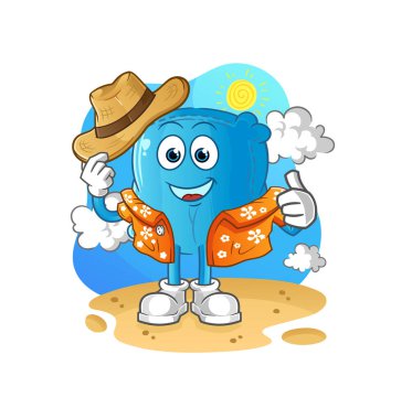 Yastık tatile gider. çizgi film maskotu vektörü