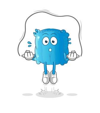 Yastık atlama ipi egzersizi. karakter vektörü