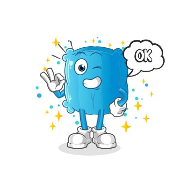 Yastık kabul maskotu. çizgi film vektörü