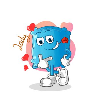 Yastık flörtü çizimi. karakter vektörü