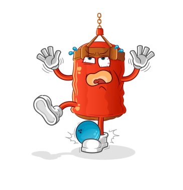 Bowling çizgi filmiyle Hiten kum torbası. çizgi film maskotu vektörü