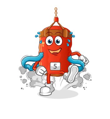 Kum torbası koşucusu karakteri. çizgi film maskotu vektörü