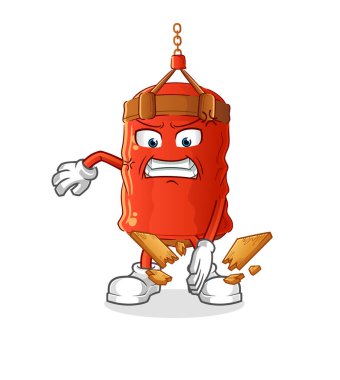 Kum torbası karate maskotu. çizgi film vektörü