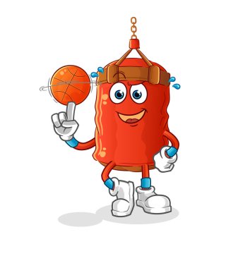 Maskotluk yapan kum torbası. çizgi film vektörü