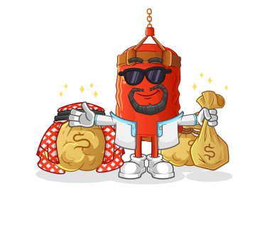 Yumruk torbası zengin Arap maskotu. çizgi film vektörü