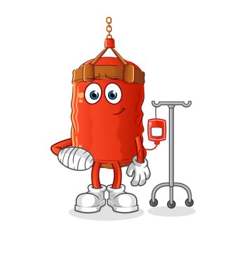 Serum illüstrasyonunda kum torbası tutulmuş. karakter vektörü