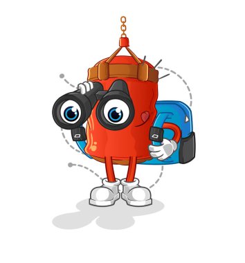 Dürbünlü kum torbası. çizgi film maskotu vektörü