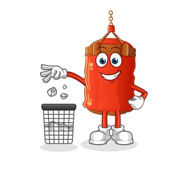 Kum torbası Çöp maskotu. çizgi film vektörü