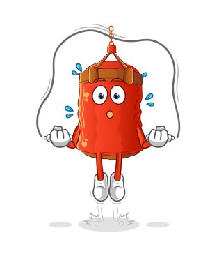 Kum torbasıyla ip atlama egzersizi. karakter vektörü