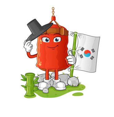 Kum torbası Koreli karakter. çizgi film maskotu vektörü