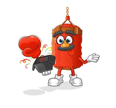 Poşet eşek şakası eldiveni kutuda. çizgi film maskotu